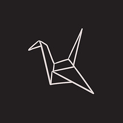 Image showing Origami bird sketch icon.