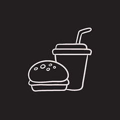 Image showing Fast food meal sketch icon.