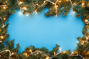 Image showing Fir branches on blue background