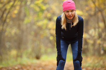 Image showing Blonde playing sports in park