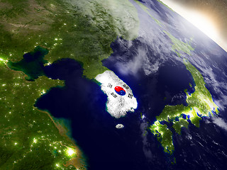 Image showing South Korea with flag in rising sun
