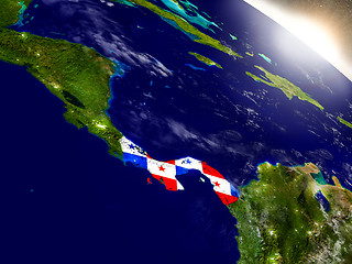 Image showing Panama with flag in rising sun