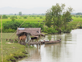 Image showing Riverside house in the Rakhine State