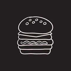 Image showing Double burger sketch icon.