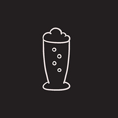 Image showing Glass of beer sketch icon.