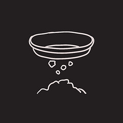 Image showing Bowl for sifting gold sketch icon.