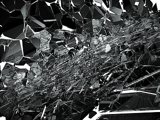 Image showing Pieces of  cracked or Shattered glass on white