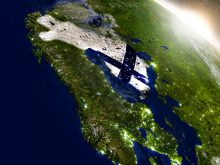 Image showing Finland with flag in rising sun