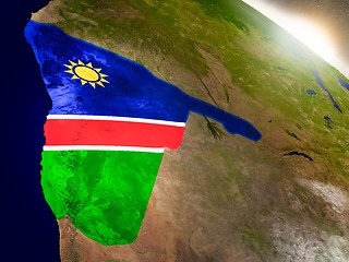 Image showing Namibia with flag in rising sun