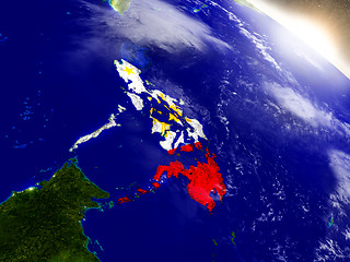 Image showing Philippines with flag in rising sun