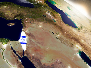 Image showing Israel with flag in rising sun