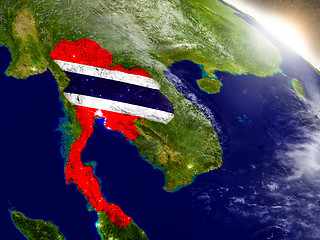Image showing Thailand with flag in rising sun
