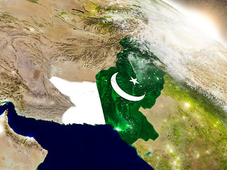 Image showing Pakistan with flag in rising sun