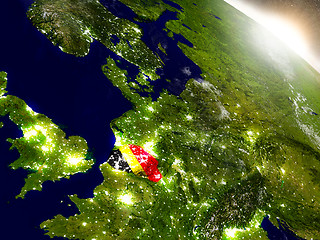 Image showing Belgium with flag in rising sun