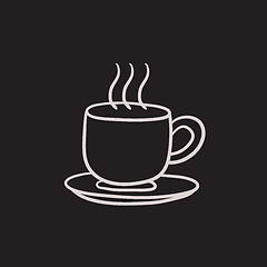 Image showing Cup of hot drink sketch icon.