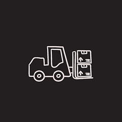 Image showing Forklift sketch icon.