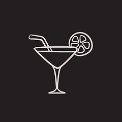 Image showing Cocktail glass sketch icon.