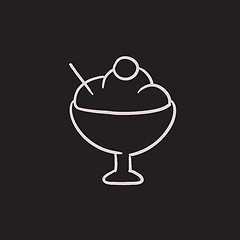 Image showing Cup of ice cream sketch icon.