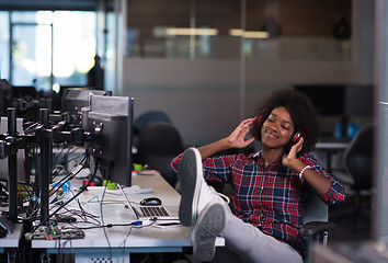 Image showing portrait of a young successful African-American woman in modern 