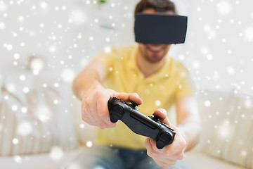 Image showing close up of man in virtual reality headset playing