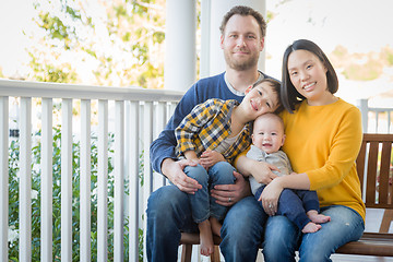 Image showing Young Mixed Race Chinese and Caucasian Family Portrait