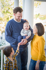 Image showing Young Mixed Race Chinese and Caucasian Family Portrait