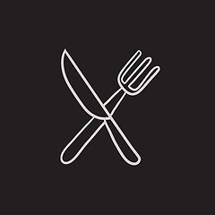 Image showing Knife and fork sketch icon.