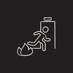 Image showing Emergency fire exit door sketch icon.
