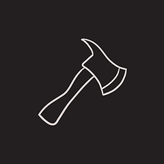 Image showing Fire axe sketch icon.