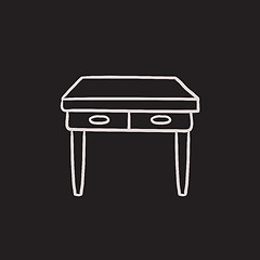 Image showing Table with drawers sketch icon.