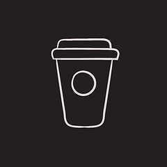 Image showing Disposable cup sketch icon.