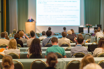 Image showing Audience in lecture hall participating at business conference.