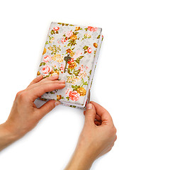 Image showing Handmade notebook with horseshoe bookmark