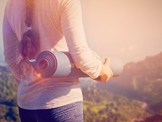 Image showing Woman standing with yoga 