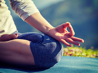 Image showing Close up Padmasana lotus pose