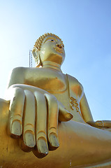 Image showing Golden Buddha statue of Big Buddha over blue sky