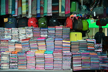 Image showing Khmer cloths for sale at a market