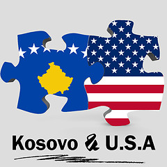 Image showing USA and Kosovo flags in puzzle 