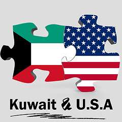 Image showing USA and Kuwait flags in puzzle 