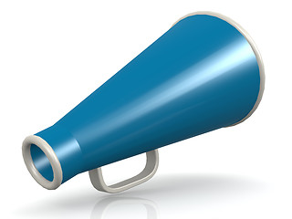 Image showing Isolated blue megaphone on white