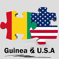 Image showing USA and Guinea flags in puzzle 