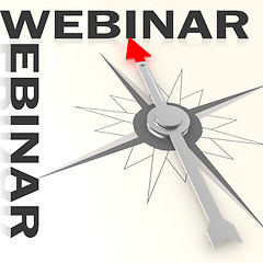 Image showing Compass with webinar word isolated