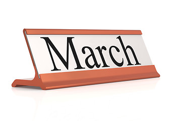 Image showing March word on table tag isolated