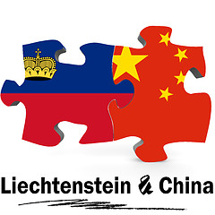 Image showing China and Liechtenstein flags in puzzle 