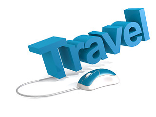 Image showing Travel word with blue mouse