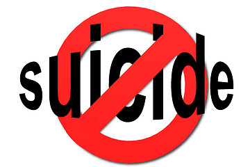 Image showing Stop suicide sign in red