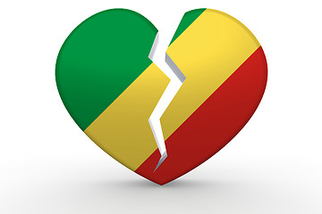 Image showing Broken white heart shape with Republic of the Congo flag