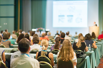 Image showing Audience in lecture hall on scientific conference.