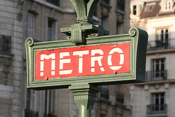 Image showing Metro station sign in Paris