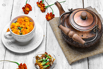 Image showing Tea with marigolds